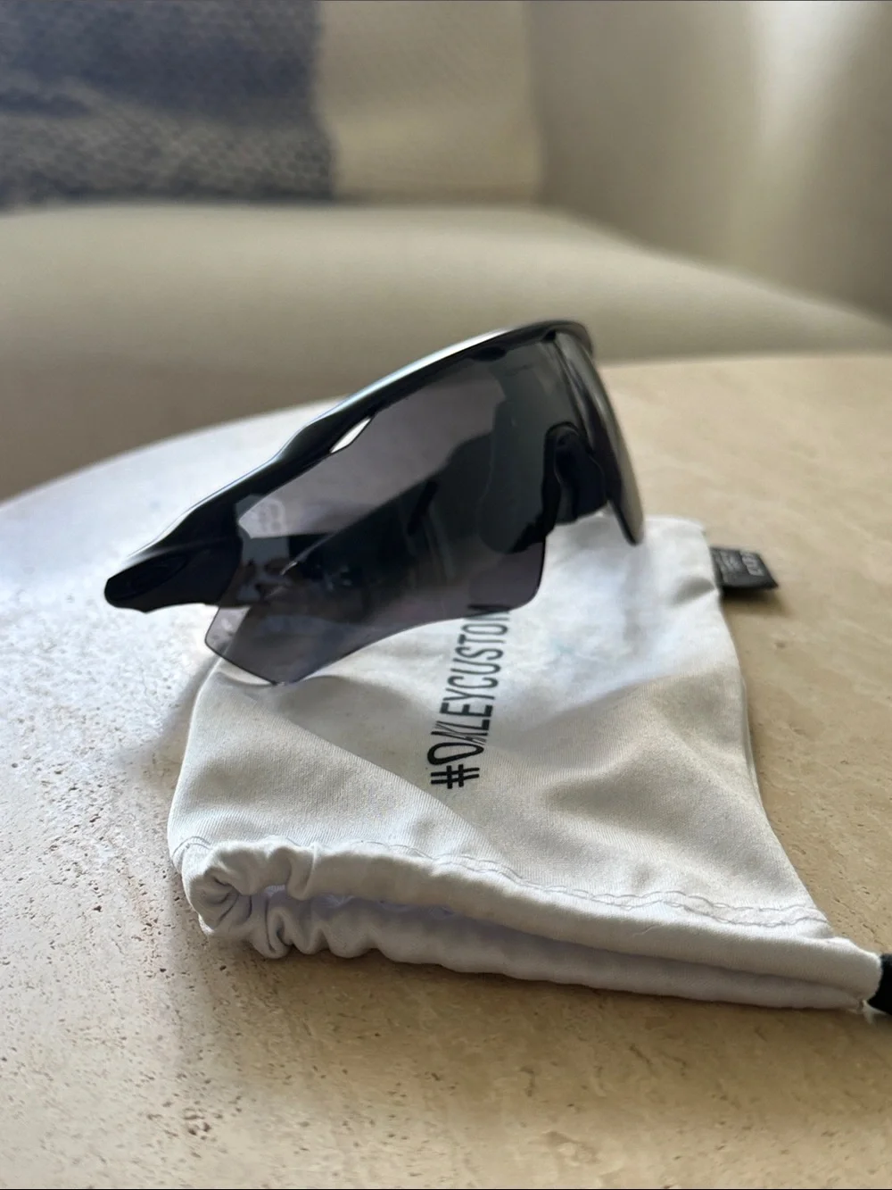 Oakley Black Wraparound Sunglasses with Dark Smoke Lenses